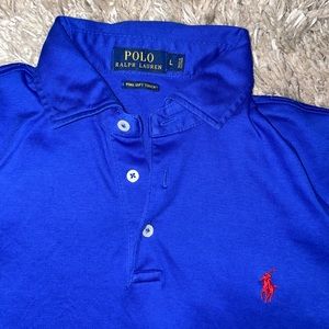 Polo Shirt soft men’s Blue with Red logo